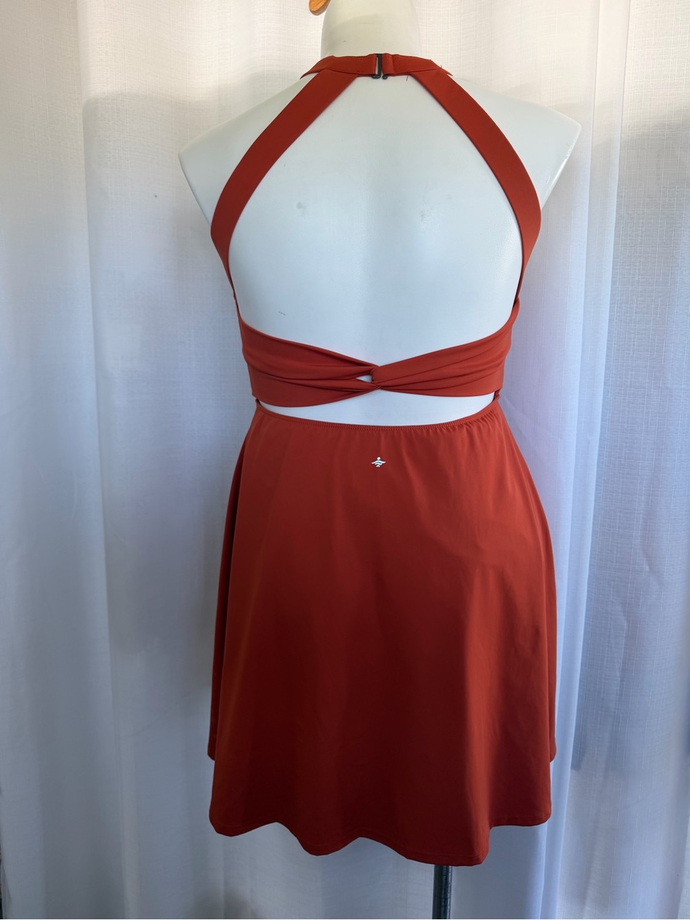 Halara XL Rust Orange Halter Activewear Dress Built-In Shorts Tennis Golf - Picture 2 of 4